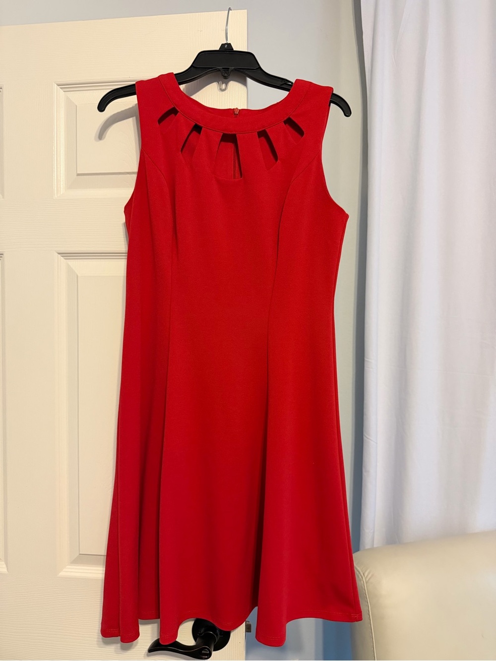 AGB Red Sleeveless Midi Dress with Keyhole Neckline